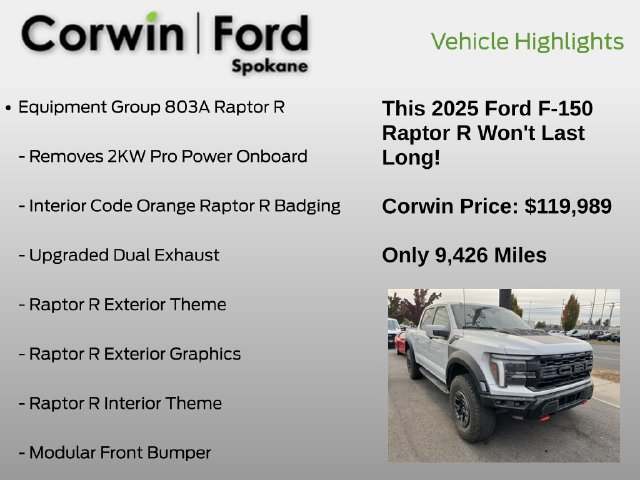 Certified 2025 Ford F150 Raptor w/ Equipment Group 803A Raptor R AWD/4WD image 6