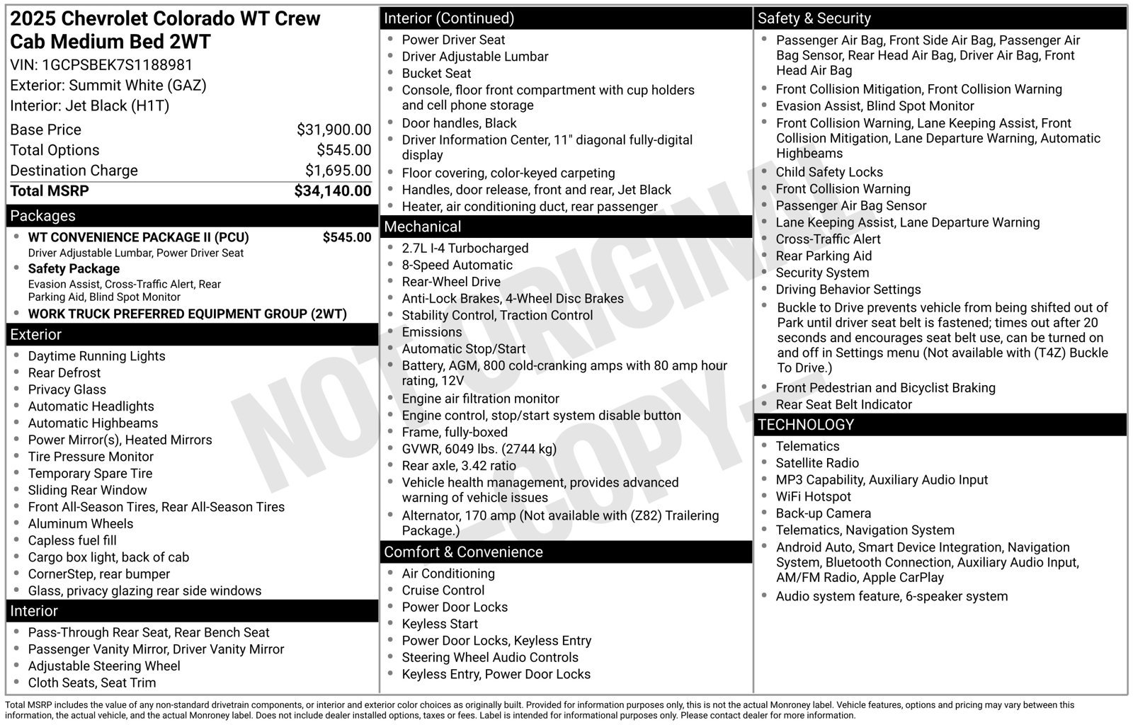 Used 2025 Chevrolet Colorado W/T w/ WT Convenience Package II RWD image 47