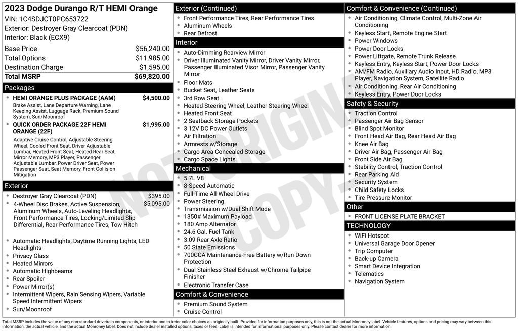 Used 2023 Dodge Durango R/T w/ Hemi Orange Plus Package image 86