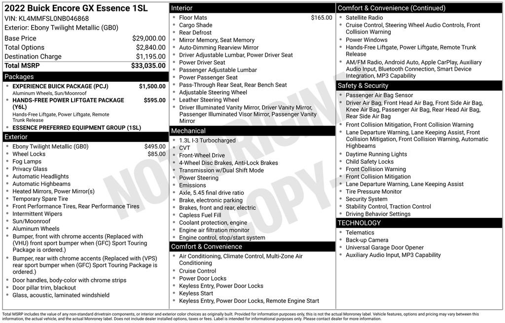 Used 2022 Buick Encore GX Essence w/ Experience Buick Package FWD image 2