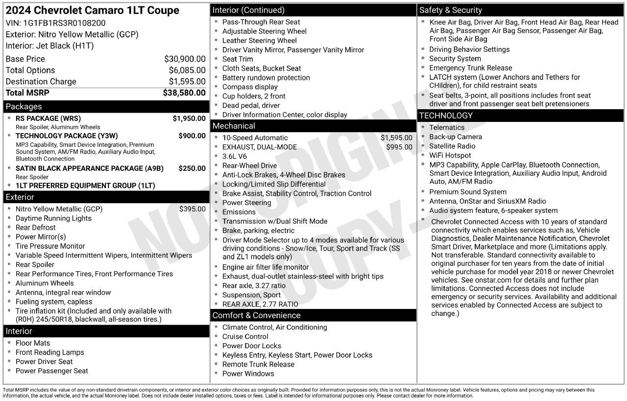 Certified 2024 Chevrolet Camaro LT w/ RS Package RWD image 28
