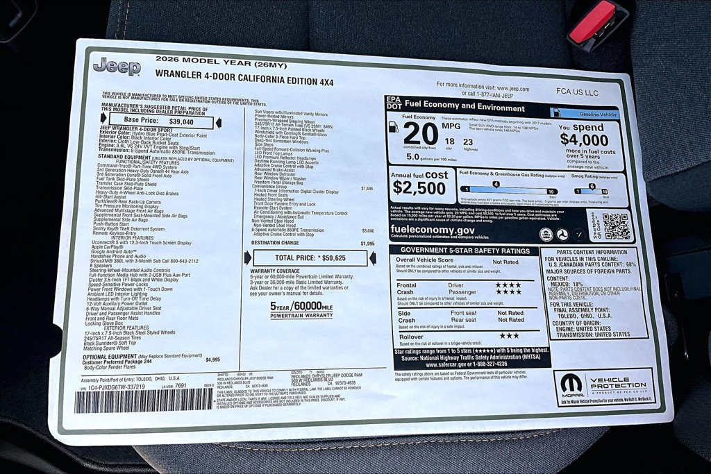 New 2026 Jeep Wrangler Unlimited Sport AWD/4WD image 33