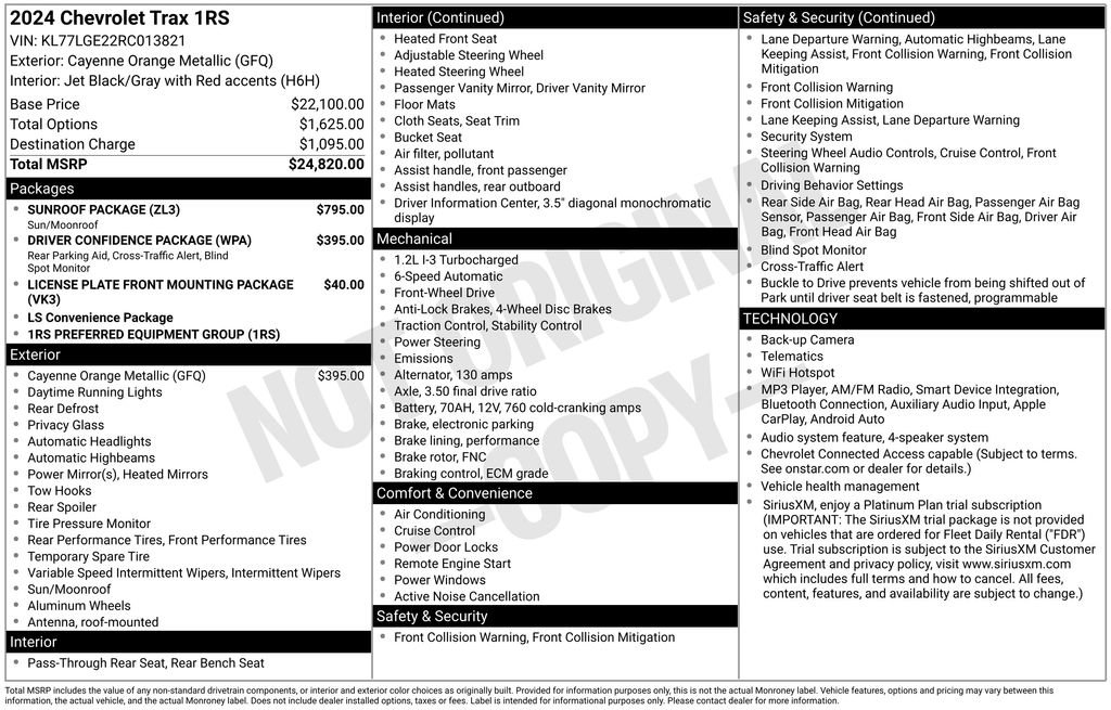 Used 2024 Chevrolet Trax RS w/ Sunroof Package FWD image 4
