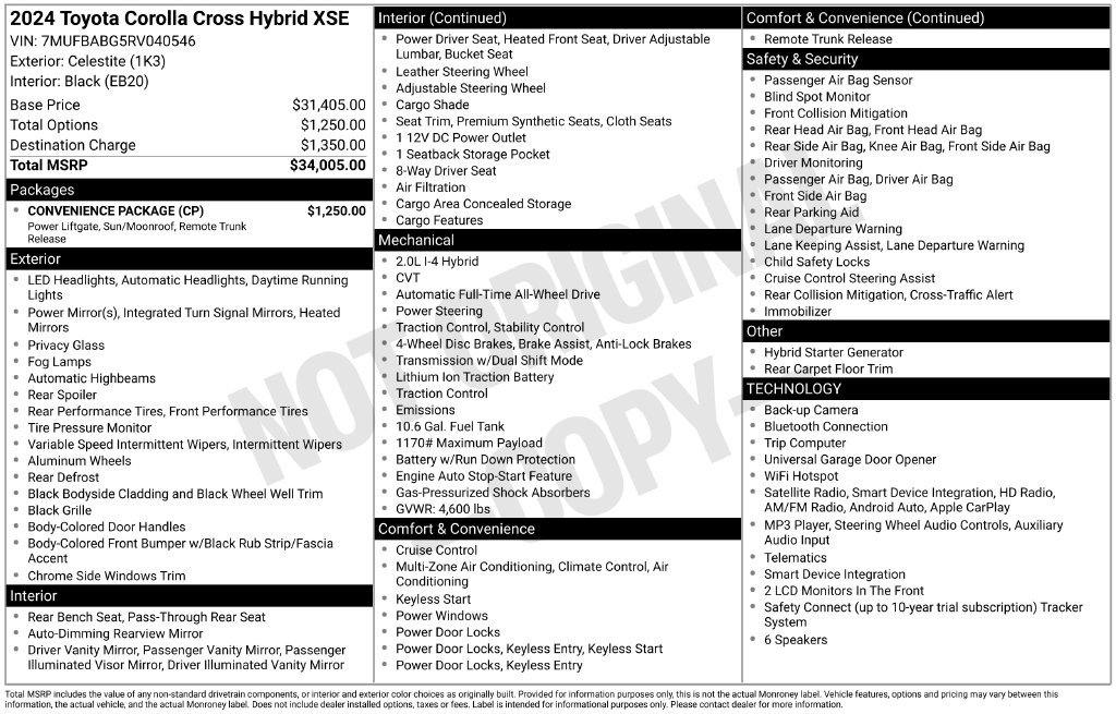 Used 2024 Toyota Corolla Cross AWD Hybrid w/ Convenience Package image 36
