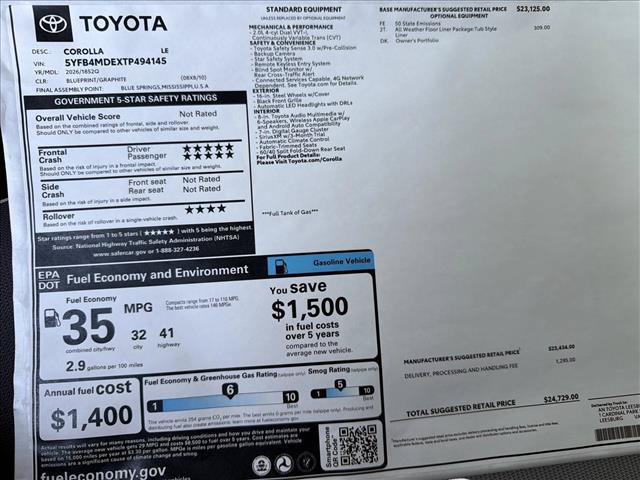 New 2026 Toyota Corolla LE FWD image 24