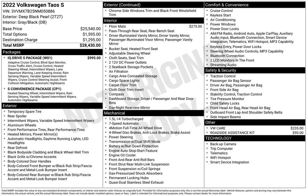 Used 2022 Volkswagen Taos S w/ IQ Drive S Package image 41