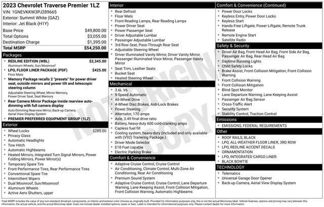 Used 2023 Chevrolet Traverse Premier w/ Redline Edition image 32