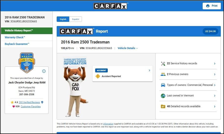 Used 2016 RAM 2500 Tradesman w/ Chrome Appearance Group image 13