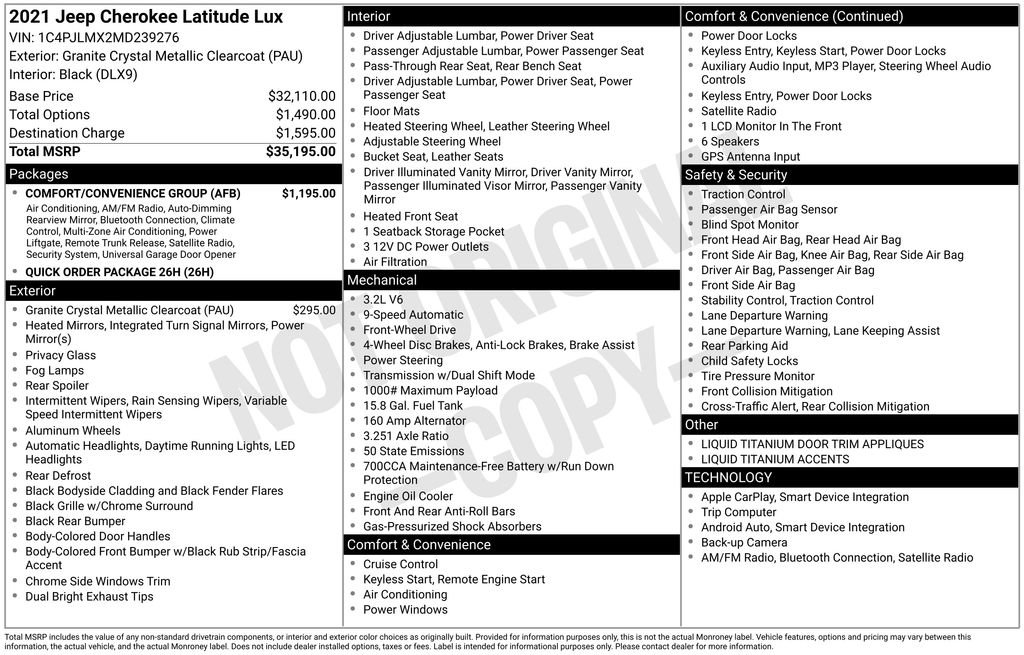 Used 2021 Jeep Cherokee Latitude Lux w/ Comfort/Convenience Group image 7