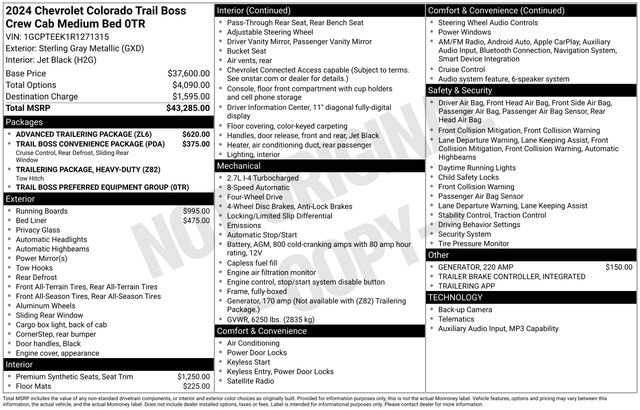 Used 2024 Chevrolet Colorado Trail Boss w/ Advanced Trailering Package image 1