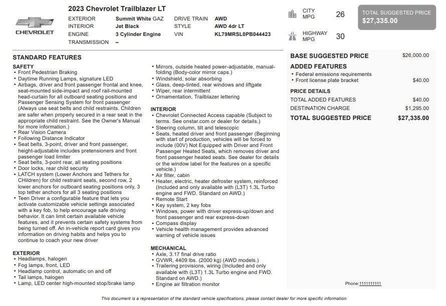 Certified 2023 Chevrolet TrailBlazer LT AWD/4WD image 35