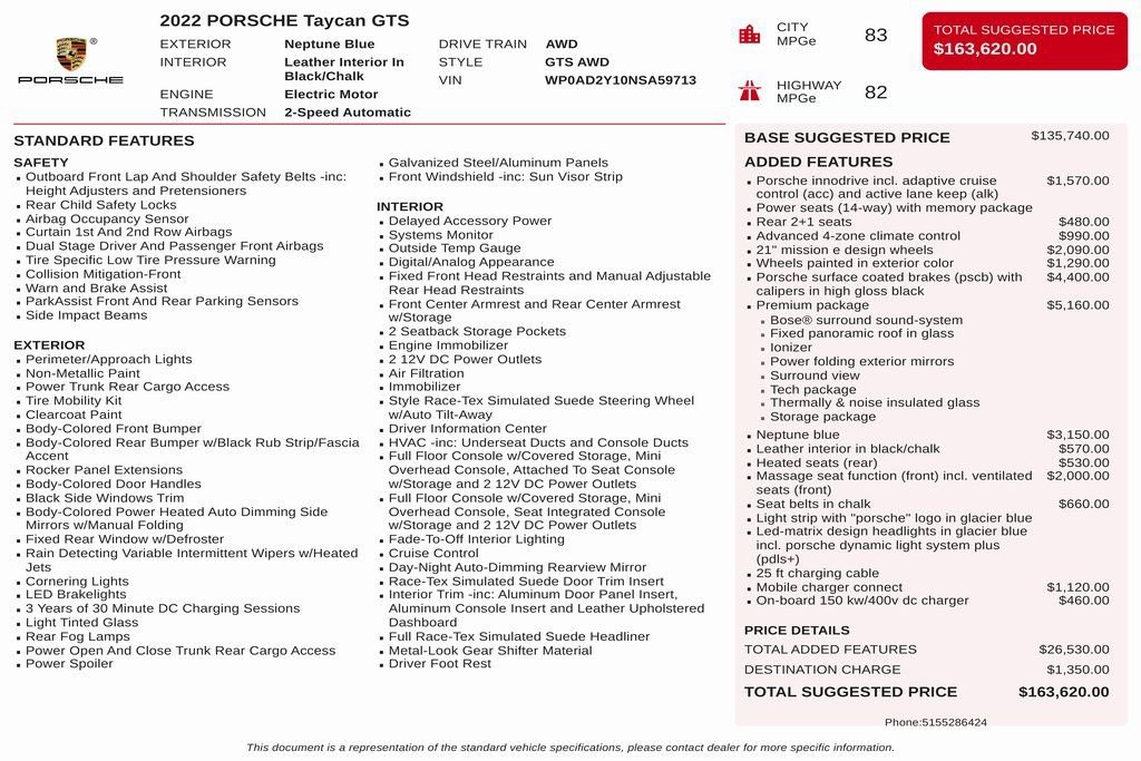 Used 2022 Porsche Taycan GTS w/ Premium Package (P6U) image 2