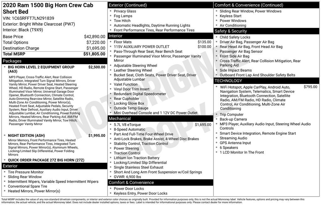 Certified 2020 RAM 1500 Big Horn AWD/4WD image 42