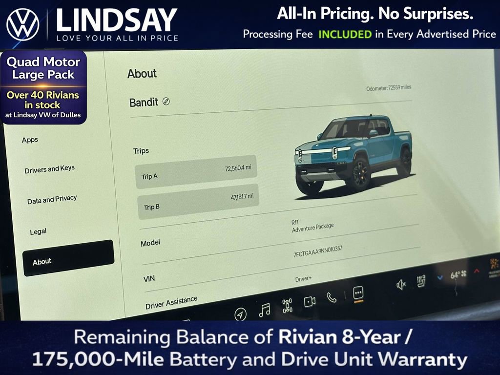 Used 2022 Rivian R1T Adventure AWD/4WD image 23