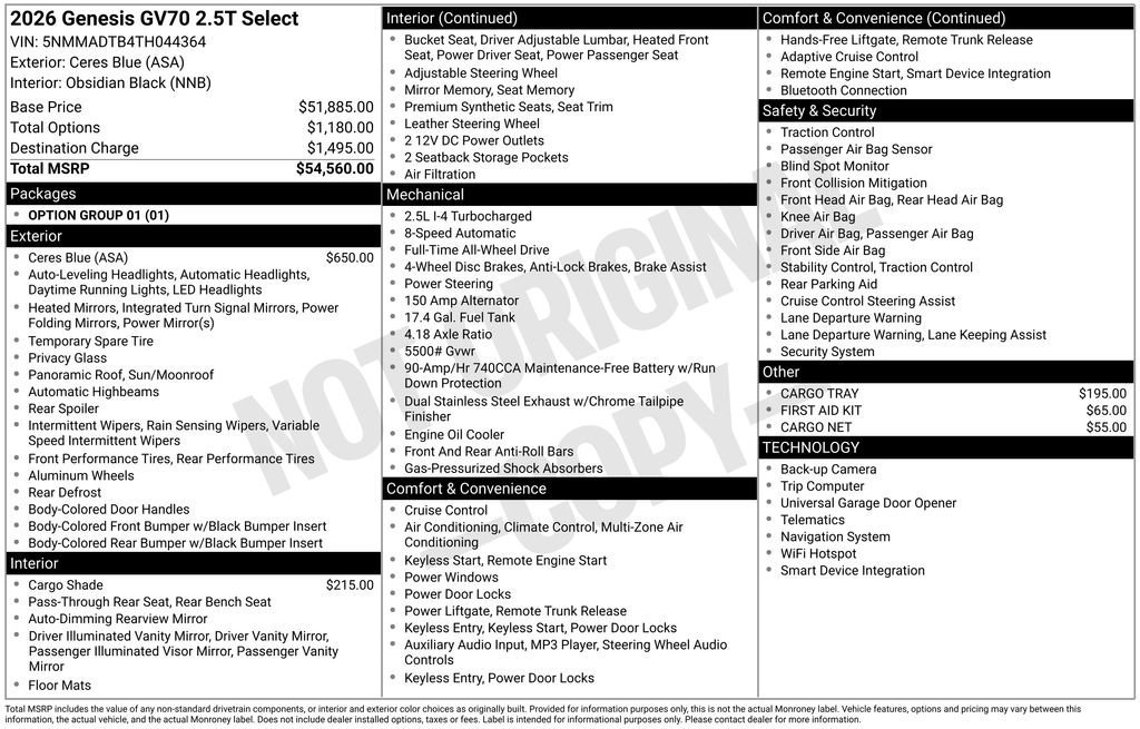 New 2026 Genesis GV70 2.5T Select image 5