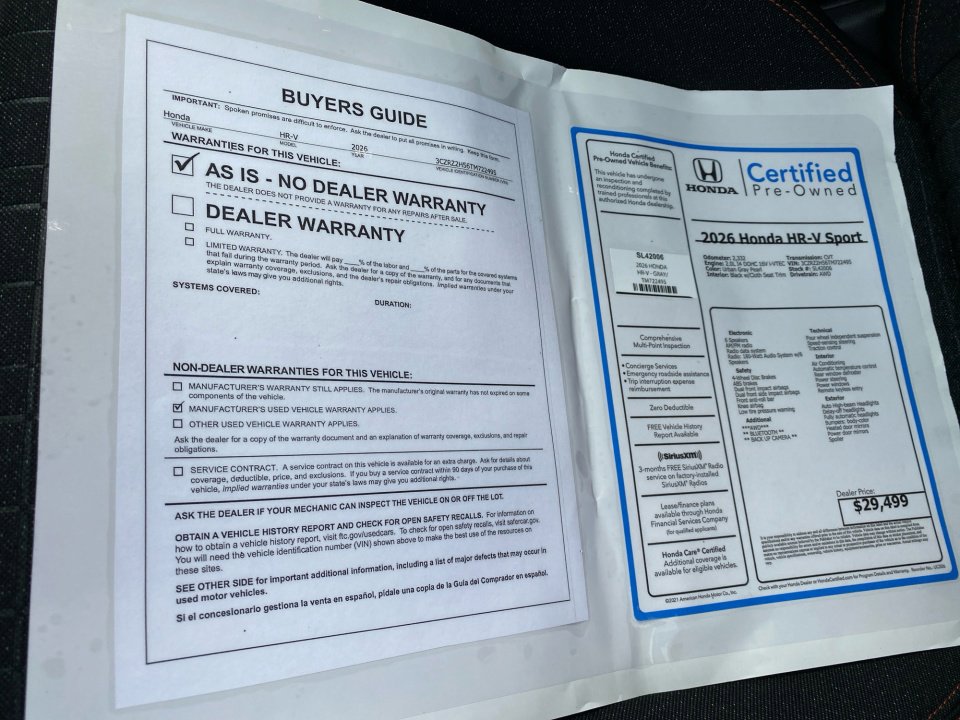 Certified 2026 Honda HR-V Sport image 35