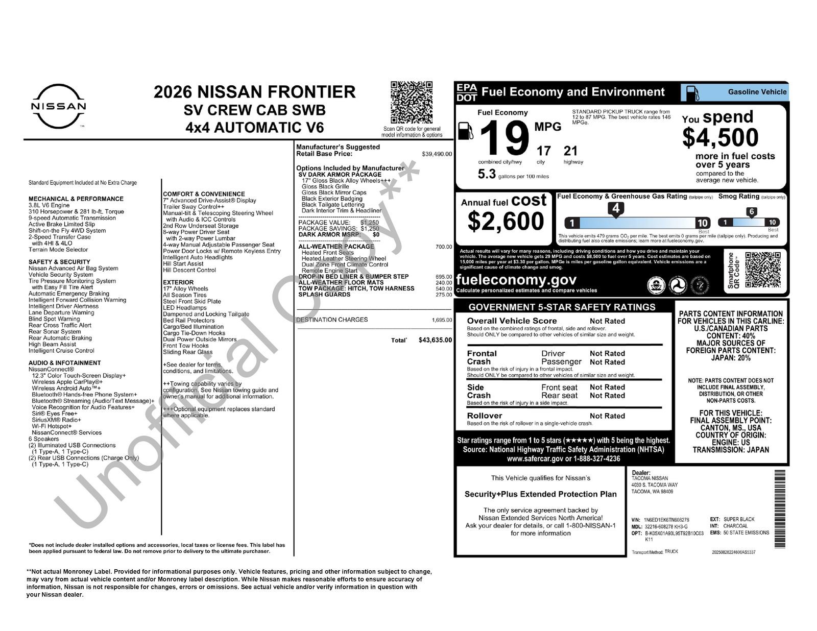 New 2026 Nissan Frontier SV w/ All-Weather Content Package image 31