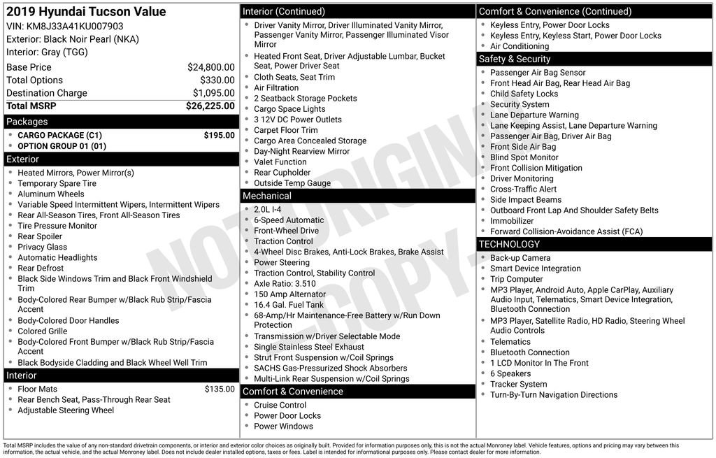 Used 2019 Hyundai Tucson Value w/ Cargo Package FWD image 42