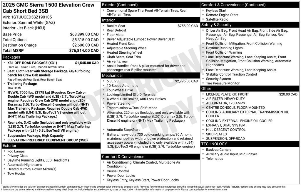 Used 2025 GMC Sierra 1500 Elevation w/ X31 Off-Road Package image 37