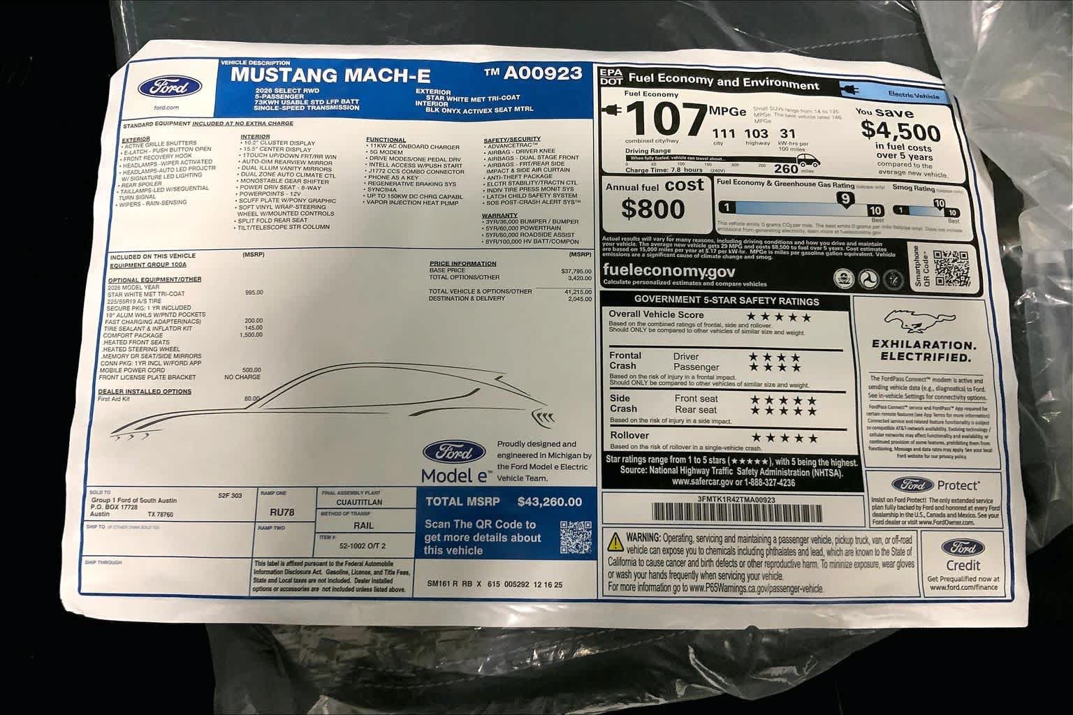 New 2026 Ford Mustang Mach-E Select w/ Comfort Package Lite RWD image 21