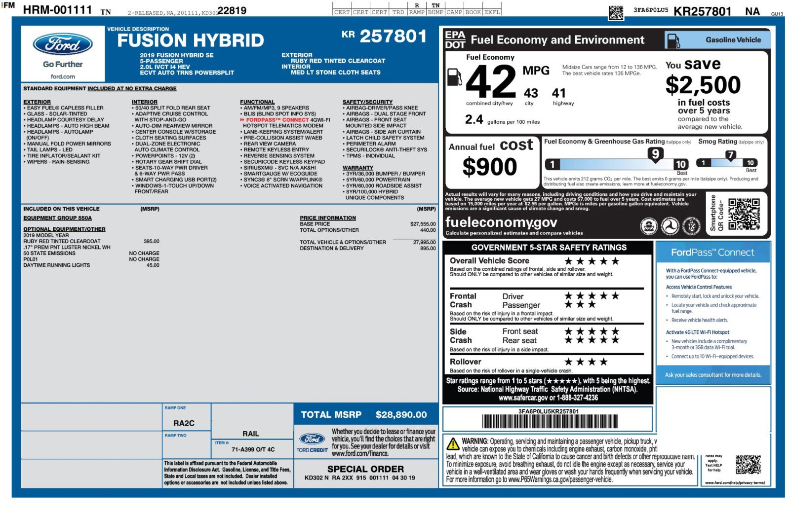 Used 2019 Ford Fusion SE image 49