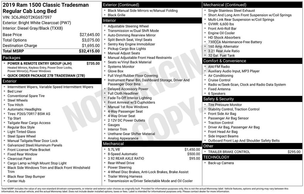 Used 2019 RAM 1500 Tradesman w/ Power & Remote Entry Group image 34