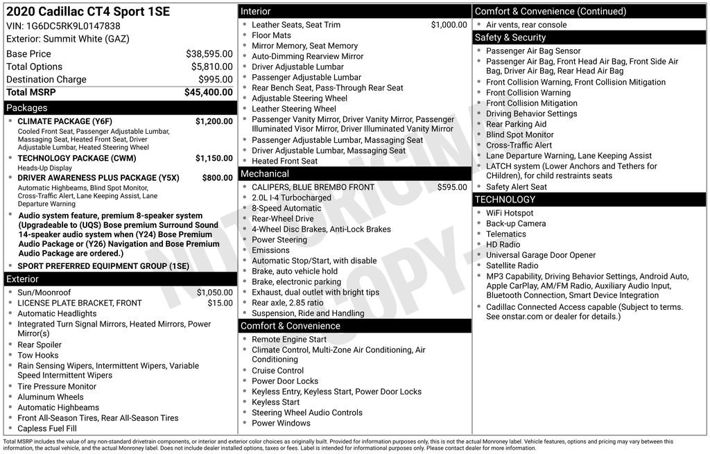 Used 2020 Cadillac CT4 Sport w/ Climate Package RWD image 40