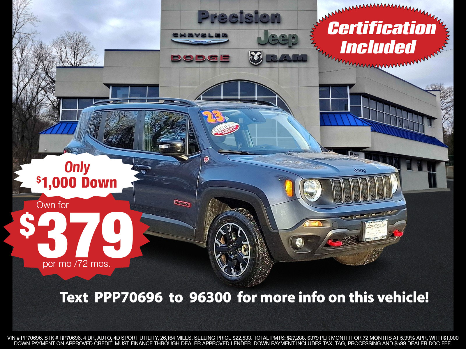 Certified 2023 Jeep Renegade Trailhawk image 1