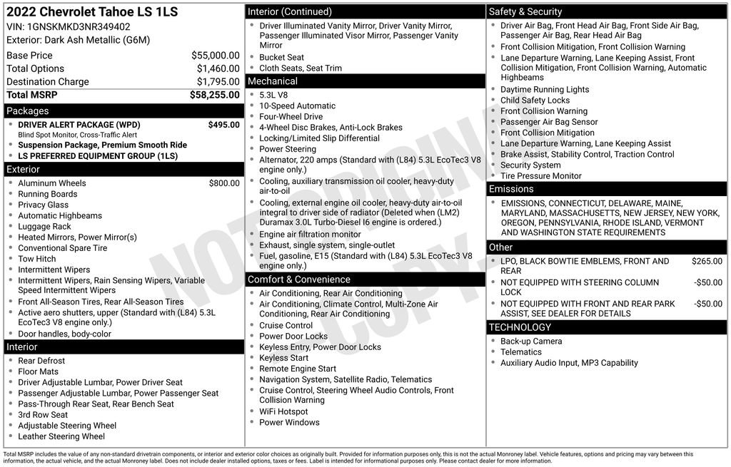 Used 2022 Chevrolet Tahoe LS w/ Driver Alert Package image 28