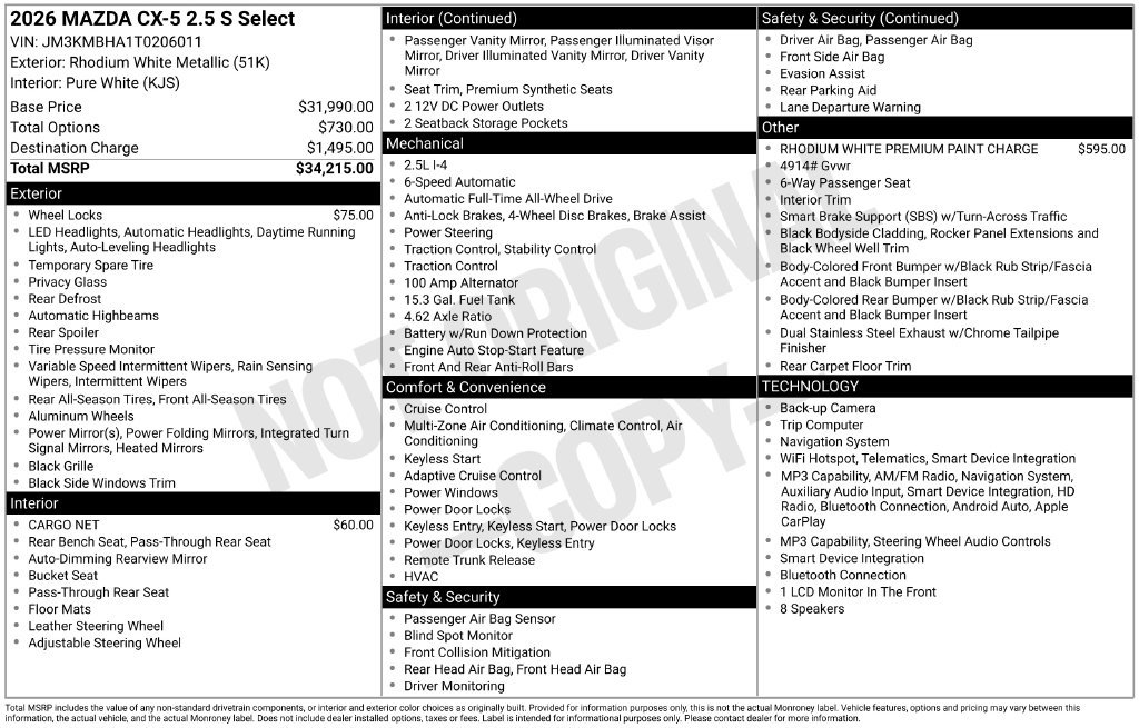 New 2026 MAZDA CX-5 Select AWD/4WD image 33