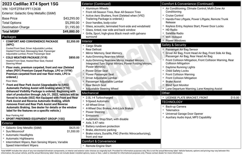 Certified 2023 Cadillac XT4 Sport AWD/4WD image 9