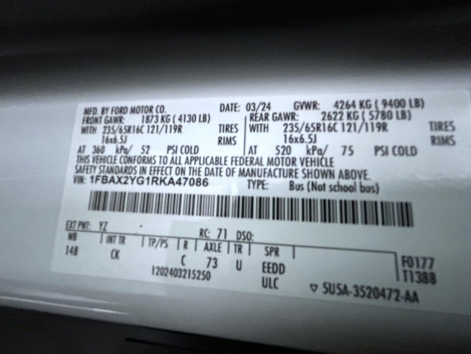 Used 2024 Ford Transit 350 XLT RWD image 24