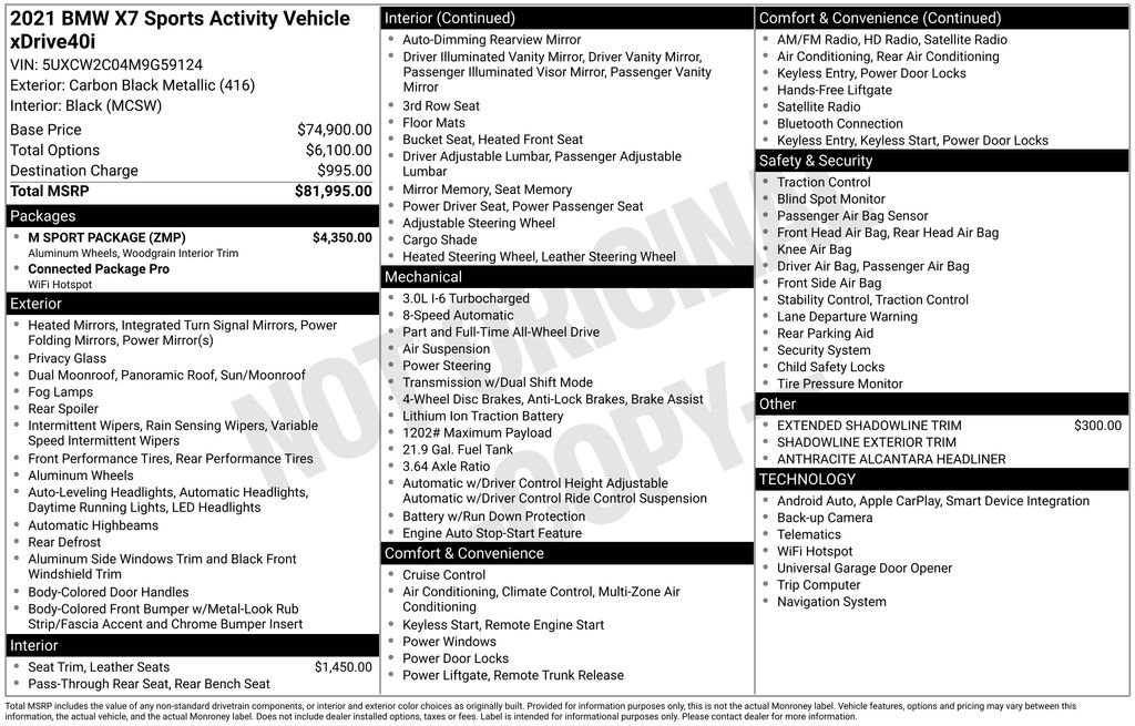 Used 2021 BMW X7 xDrive40i w/ M Sport Package AWD/4WD image 6