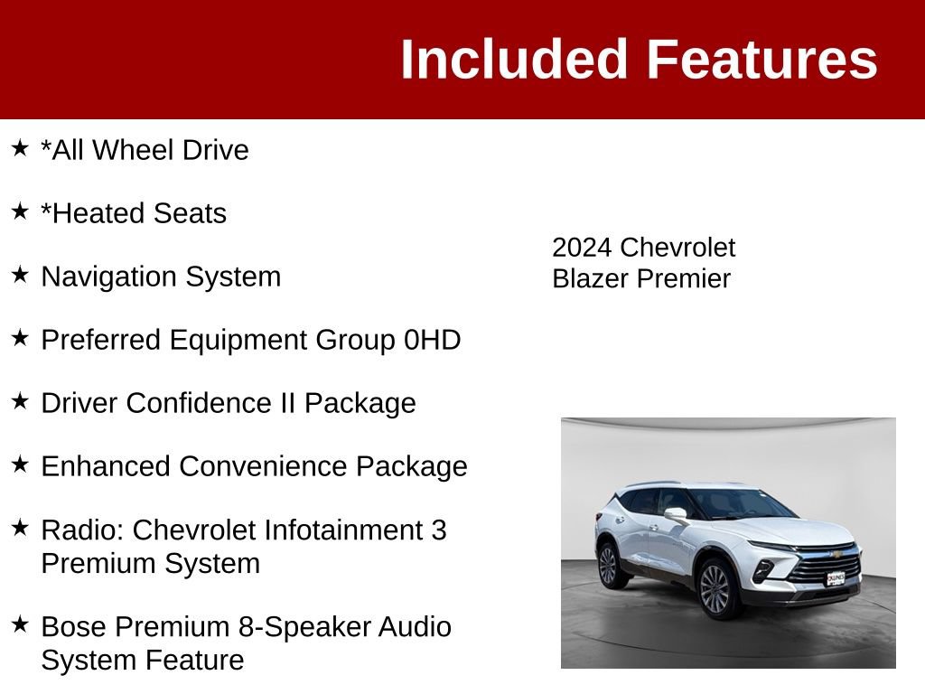 Used 2024 Chevrolet Blazer Premier w/ Driver Confidence II Package AWD/4WD image 3