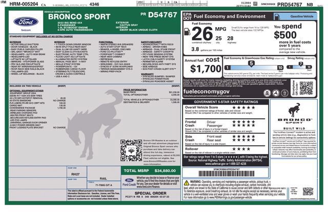 Certified 2023 Ford Bronco Sport Big Bend w/ Convenience Package AWD/4WD image 29