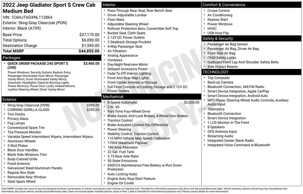 Used 2022 Jeep Gladiator Sport AWD/4WD image 10