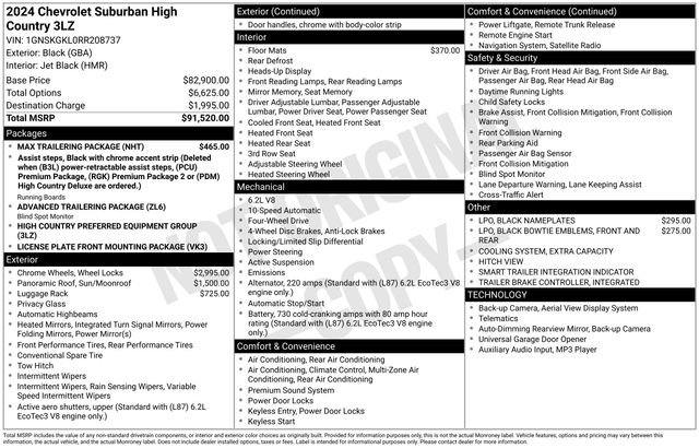 Used 2024 Chevrolet Suburban High Country w/ Max Trailering Package image 58
