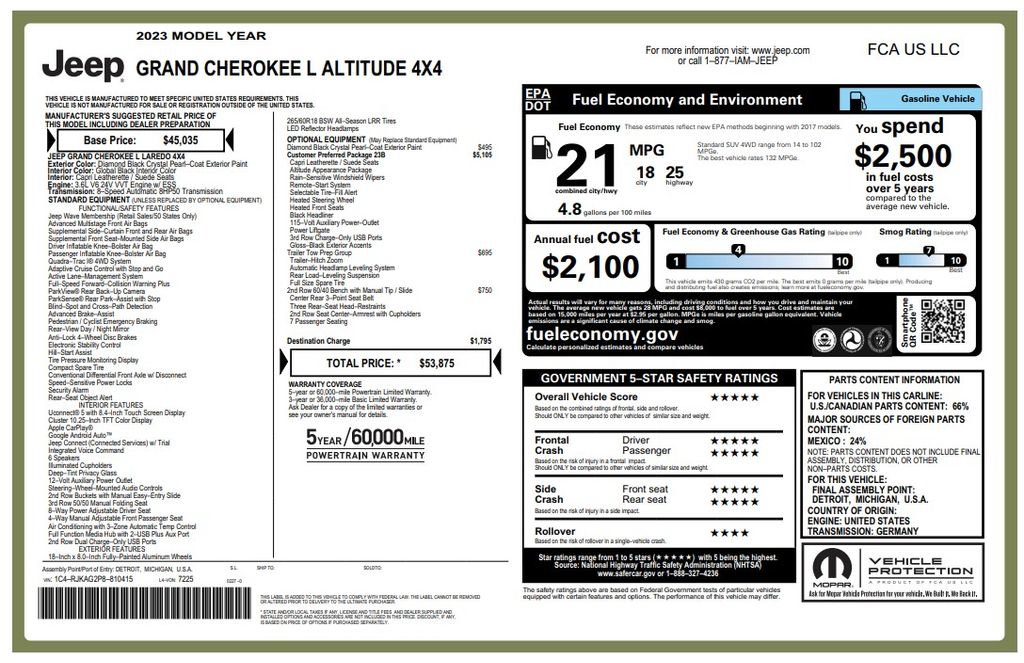 Used 2023 Jeep Grand Cherokee L Laredo AWD/4WD image 2