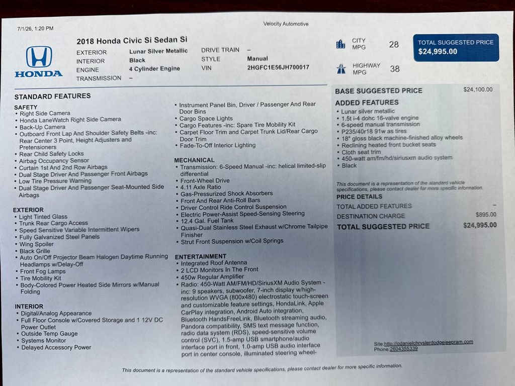 Used 2018 Honda Civic Si image 23