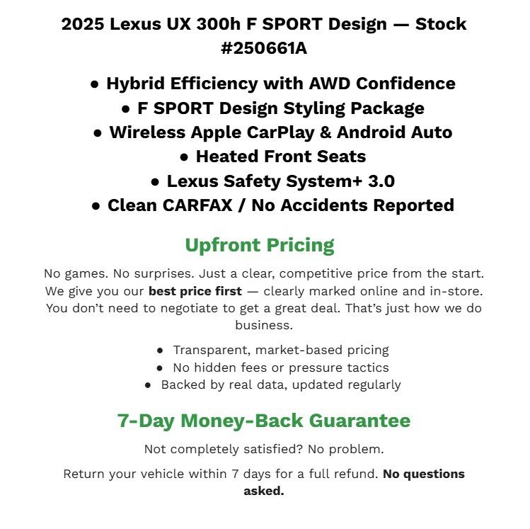 Certified 2025 Lexus UX 300h AWD w/ Accessory Package (Z1) image 2