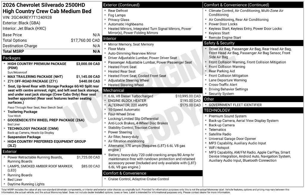 New 2026 Chevrolet Silverado 2500 High Country w/ High Country Premium Package AWD/4WD image 3