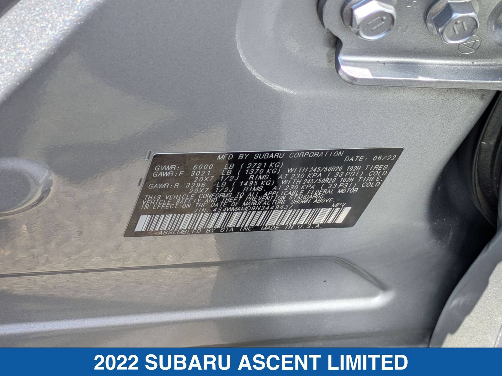 Certified 2022 Subaru Ascent Limited AWD/4WD image 39