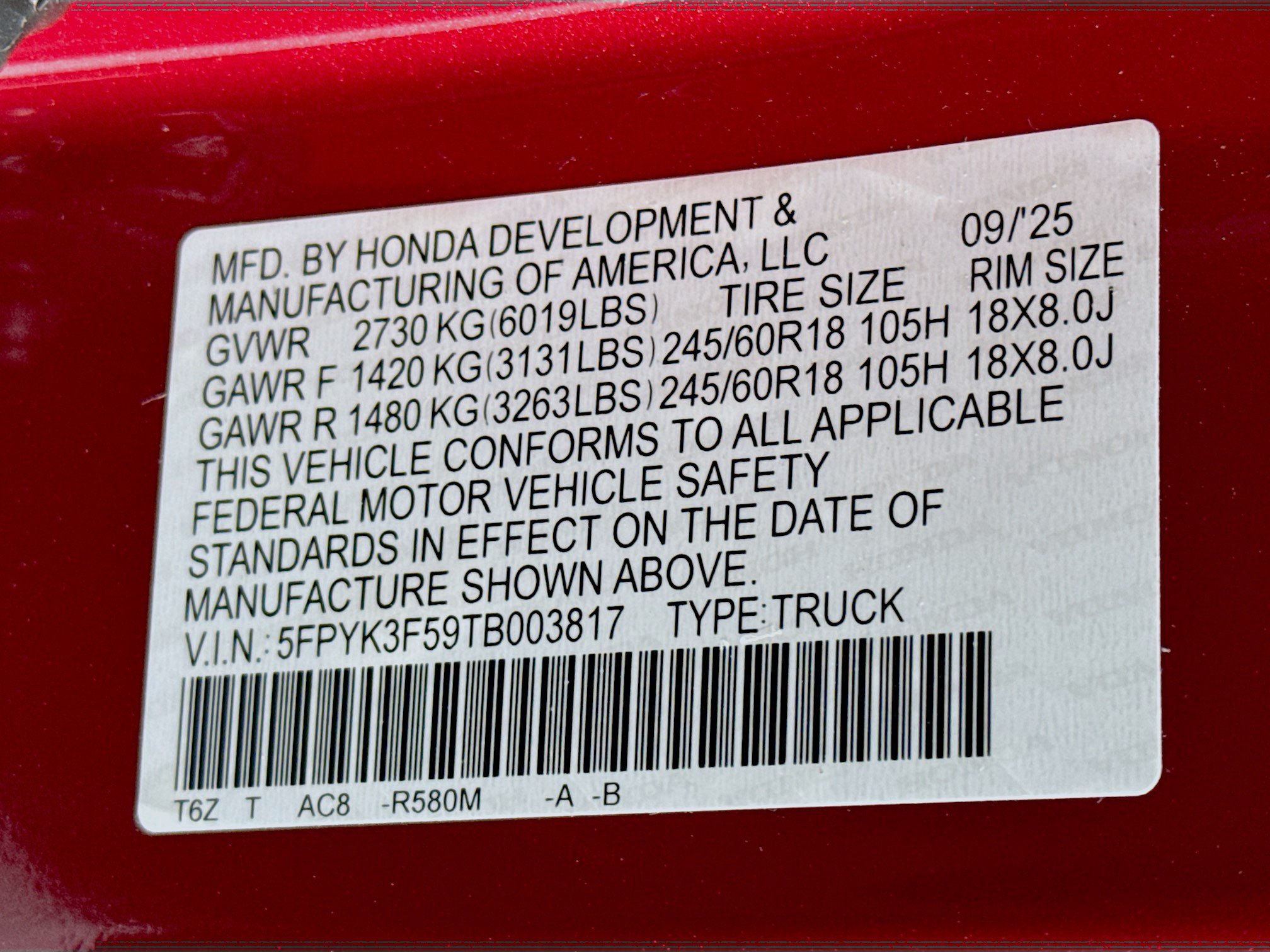 New 2026 Honda Ridgeline RTL image 31