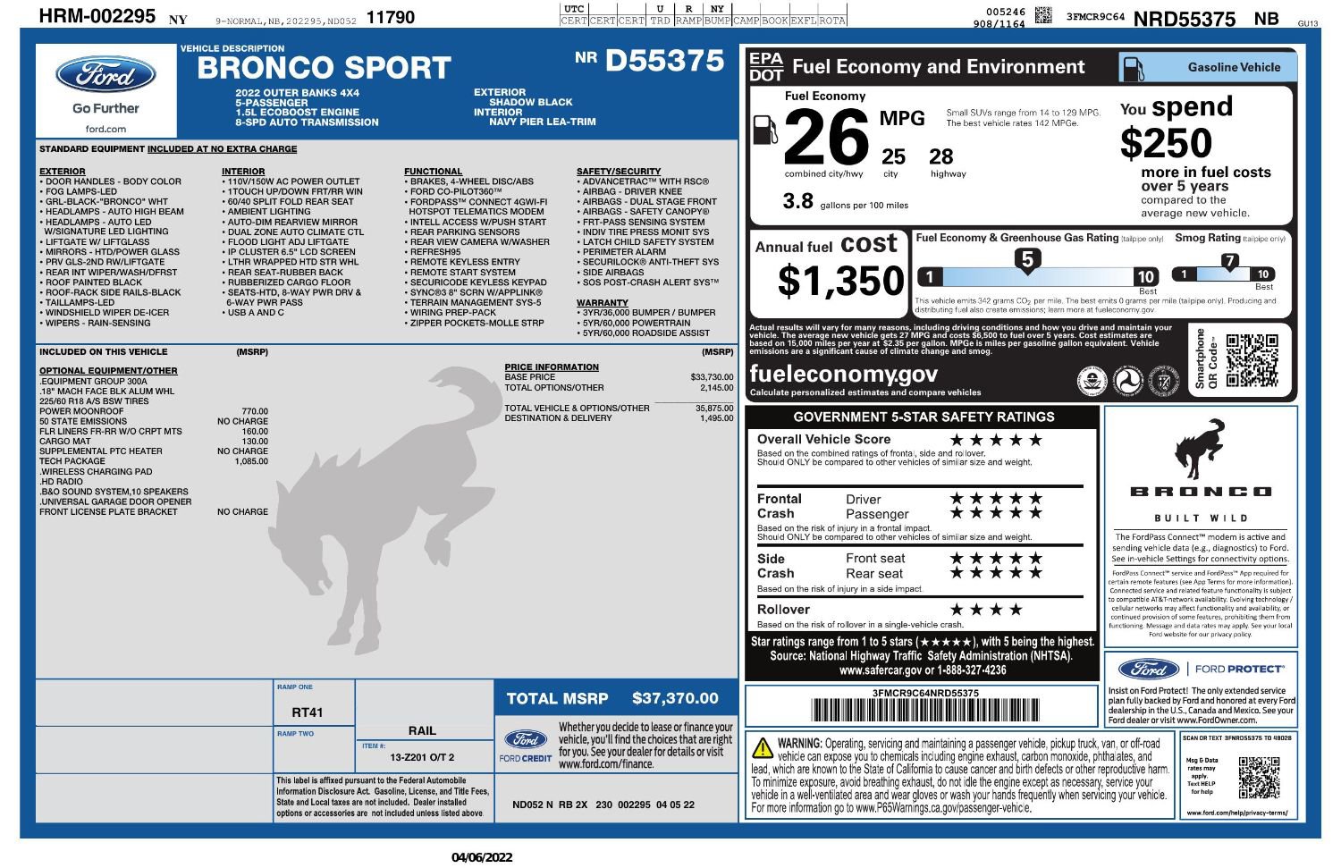 Used 2022 Ford Bronco Sport Outer Banks w/ Tech Package image 2