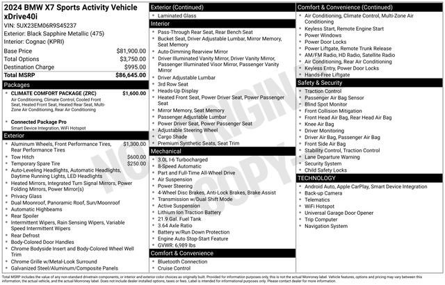 Used 2024 BMW X7 xDrive40i w/ Climate Comfort Package image 43
