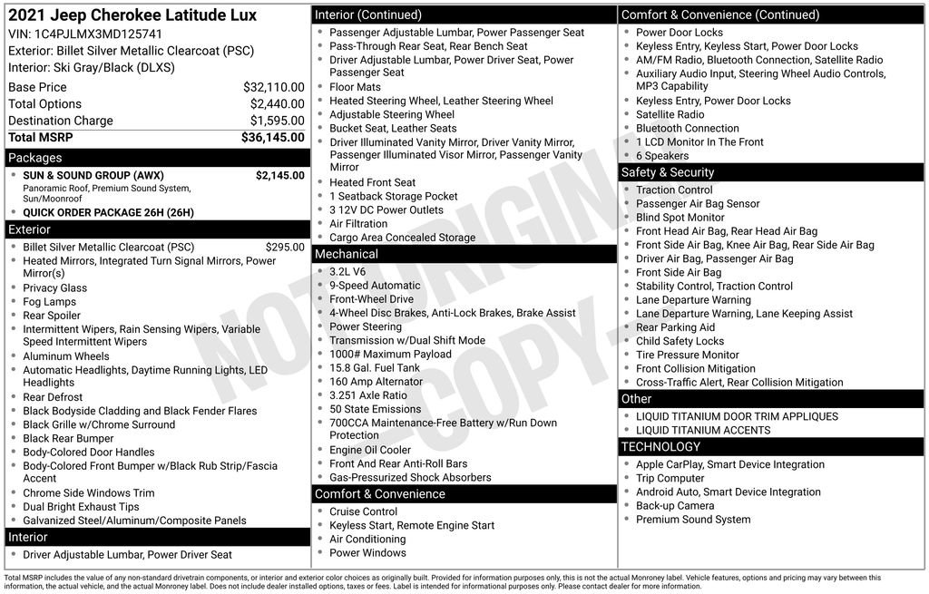Used 2021 Jeep Cherokee Latitude Lux w/ Sun & Sound Group FWD image 6