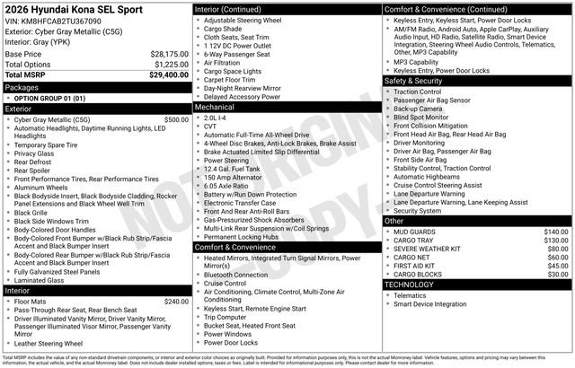 New 2026 Hyundai Kona SEL Sport image 23