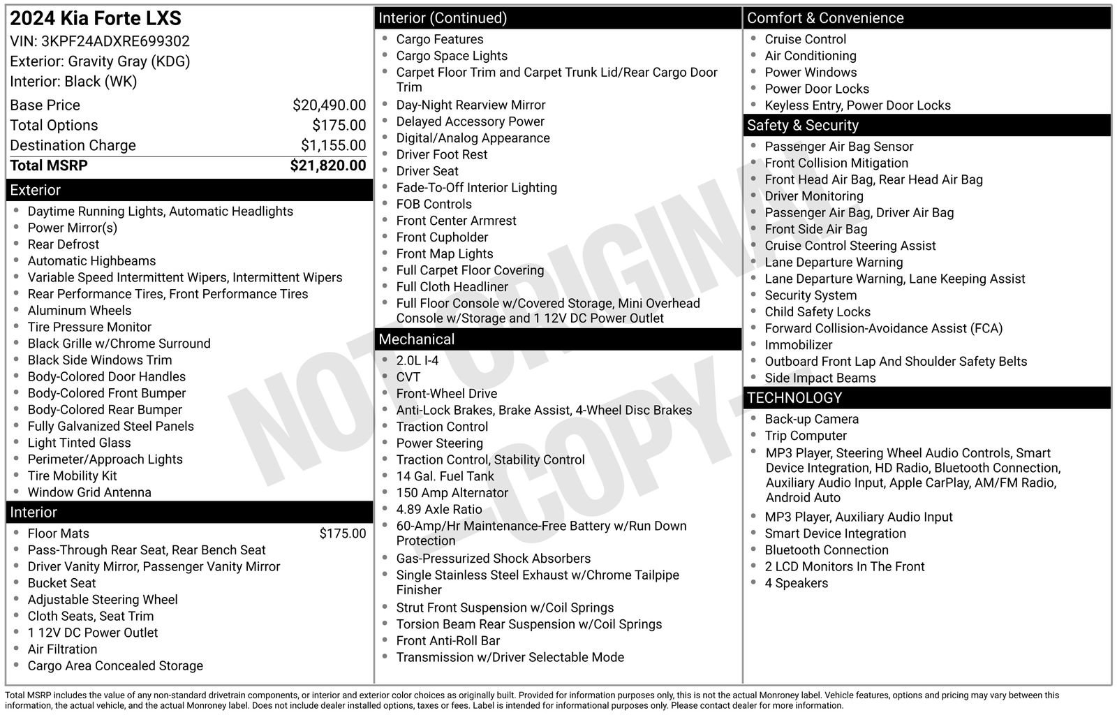 Certified 2024 Kia Forte LXS FWD image 17