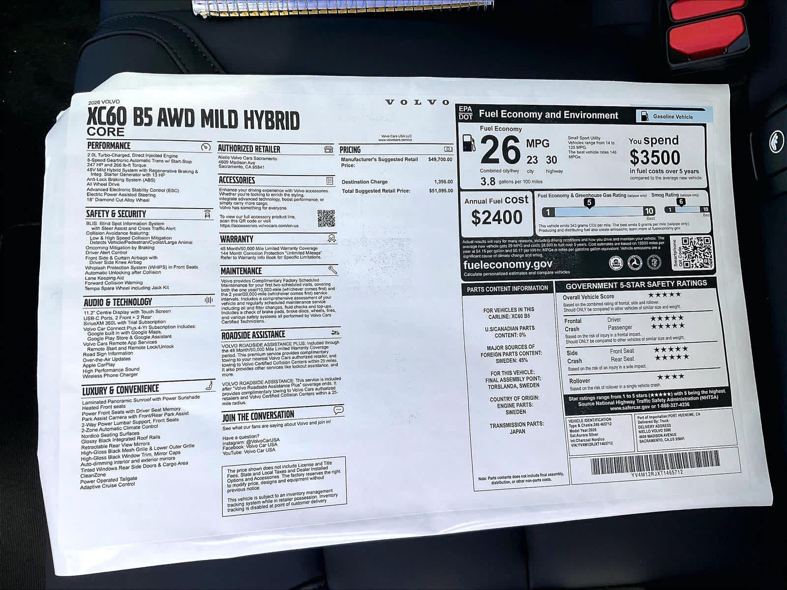 New 2026 Volvo XC60 B5 Core AWD/4WD image 36