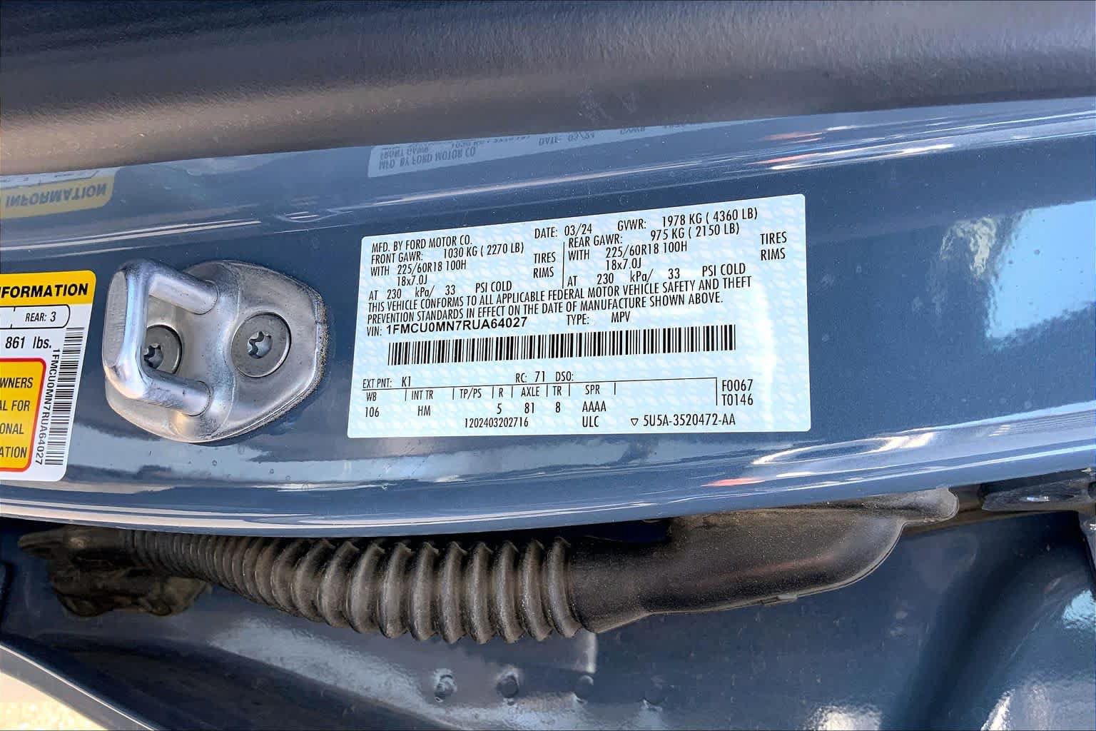 Used 2024 Ford Escape ST-Line w/ Tech Pack #1 FWD image 33